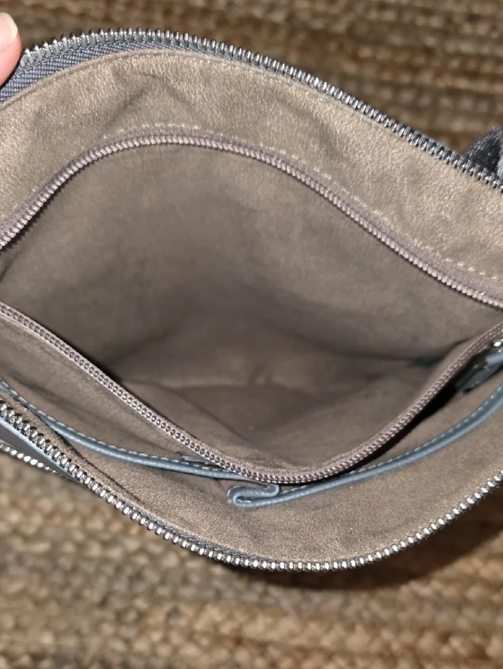 Serapian Gray Leather Messenger Bag